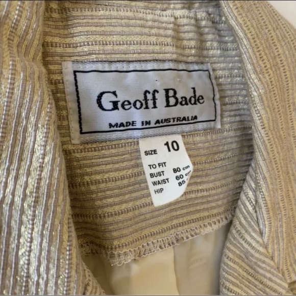 Vintage Australian Designer Geoff Bade Padded Shoulder Gold Blazer Size 10 - Picture 6 of 11